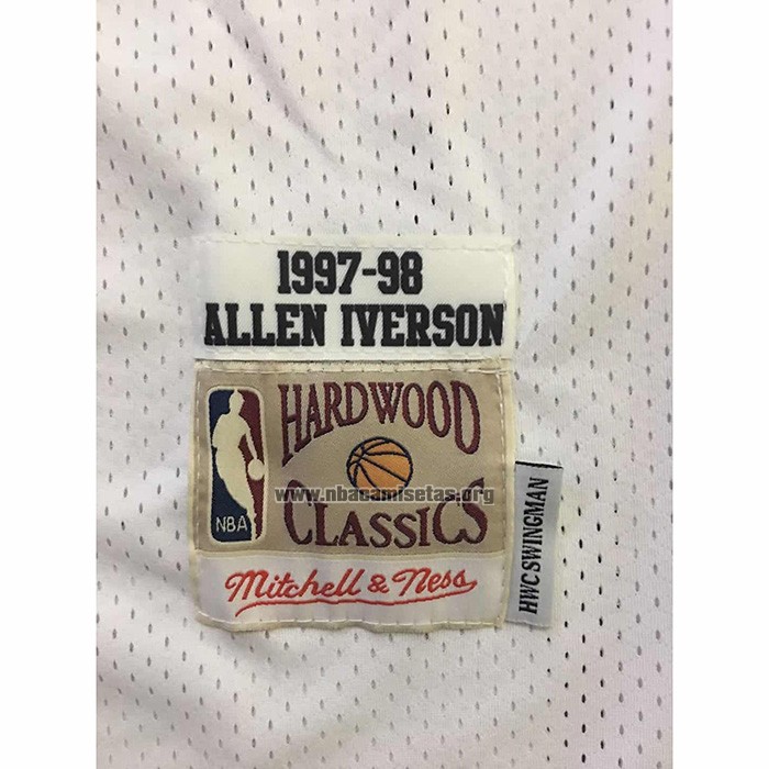 Camiseta Philadelphia 76ers Allen Iverson NO 3 Mitchell & Ness 1997-98 Blanco